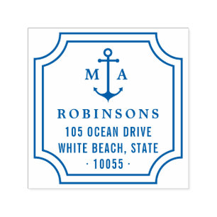 Nautical Anchor Double Monograms Return Address Self-inking Stamp