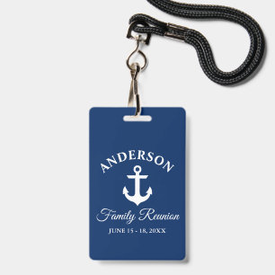 Nautical Anchor Family Reunion Navy Blue Badge