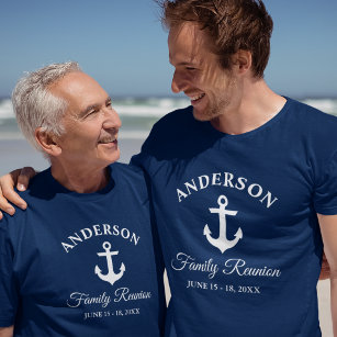 Nautical Anchor Family Reunion Navy Blue T-Shirt