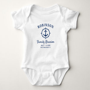 Nautical Anchor Family Reunion Navy Blue & White Baby Bodysuit