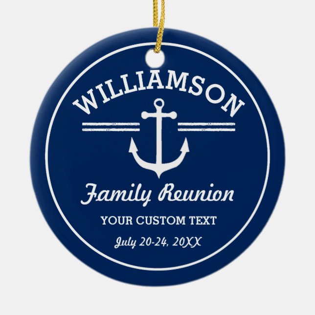 Nautical Anchor Family Reunion Trip Cruise Beach Ceramic Ornament (Front)