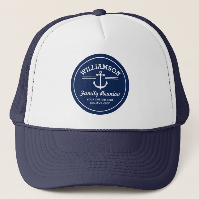 Nautical Anchor Family Reunion Trip Cruise Beach Trucker Hat (Front)