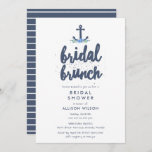 Nautical Anchor Floral Bridal Brunch Shower Invitation<br><div class="desc">Simple and sweet,  this blue nautical anchor with flower design invitation is perfect for inviting friends and family to shower the bride at her bridal shower.</div>