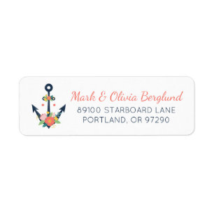 Nautical Anchor Floral Sailor Return Address Label