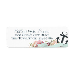 Nautical Anchor Floral Watercolor Ribbon Banner