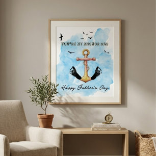 Nautical Anchor Footprint Art Father Day Keepsake Poster