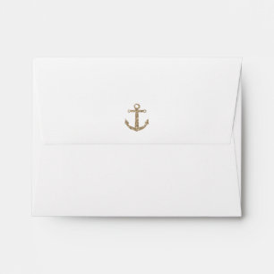 Nautical Anchor Gold Glitter Invitation Envelope