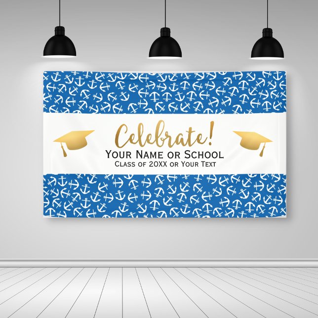 Nautical Anchor Graduation Class of 20XX Grad Cap Banner (Creator Uploaded)
