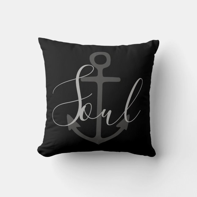 nautical ANCHOR + grey SOUL | Throw Pillow (Front)