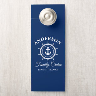 Nautical Anchor Helm Blue Family Cruise Cabin Room Door Hanger