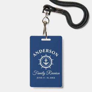 Nautical Anchor Helm Family Reunion Navy Blue Badge