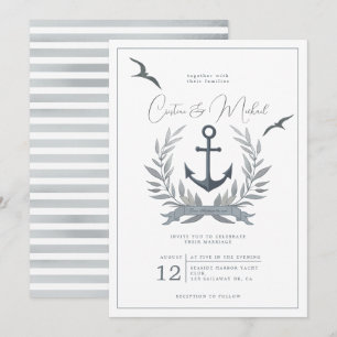 Nautical anchor herald wedding invitation