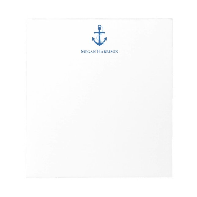 Nautical Anchor Icon in Navy Blue Notepad (Front)