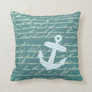 Nautical anchor in turquoise teal cushion / pillow