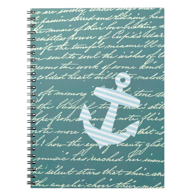 Nautical anchor in turquoise teal notebook (Front)