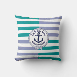 Nautical anchor/knot/seahorse/customize name & #4 throw pillow