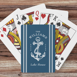 Nautical Anchor Lake House Navy Blue  Playing Cards