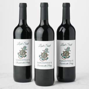 Nautical Anchor Last Sail Bachelorette Party Wine Label
