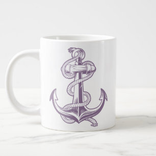 Nautical Anchor (Light Tan) Large Coffee Mug