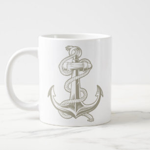 Nautical Anchor (Light Tan) Large Coffee Mug