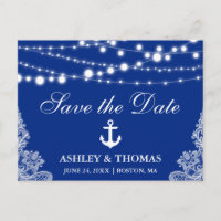 Nautical Anchor Lights & Lace Save the Date