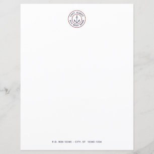 Nautical Anchor Logo Personalized Paper Sheet