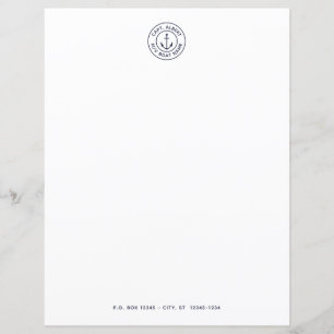 Nautical Anchor Logo Personalized Paper Sheet