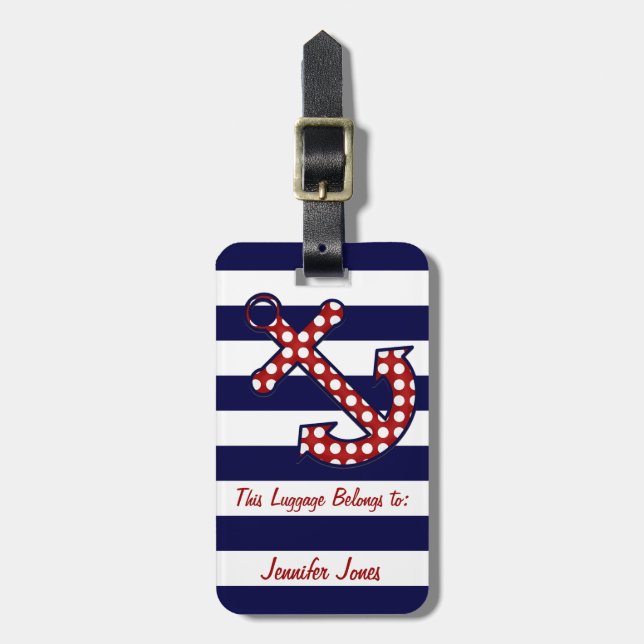 Nautical Anchor Luggage Tag (Front Vertical)