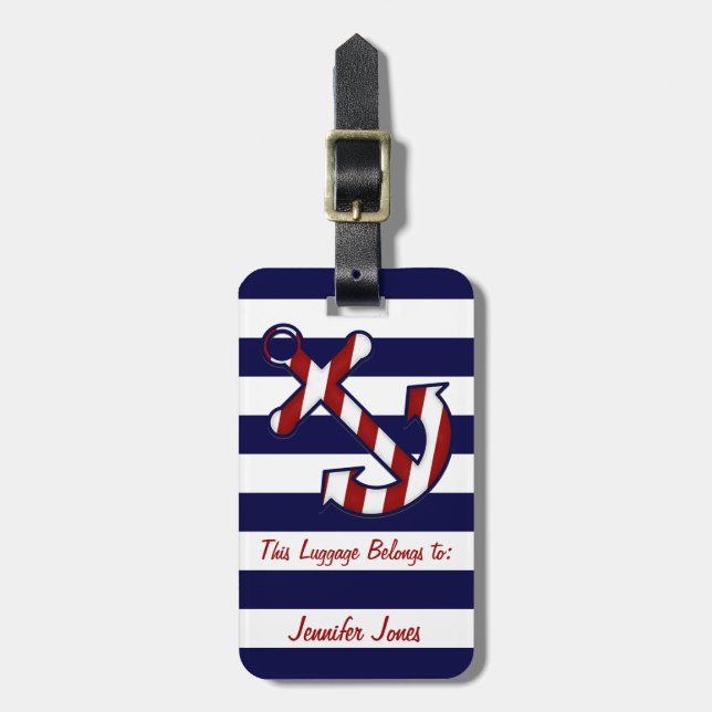 Nautical Anchor Luggage Tag (Front Vertical)