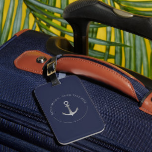 Nautical Anchor Luggage Tag w/ leather strap