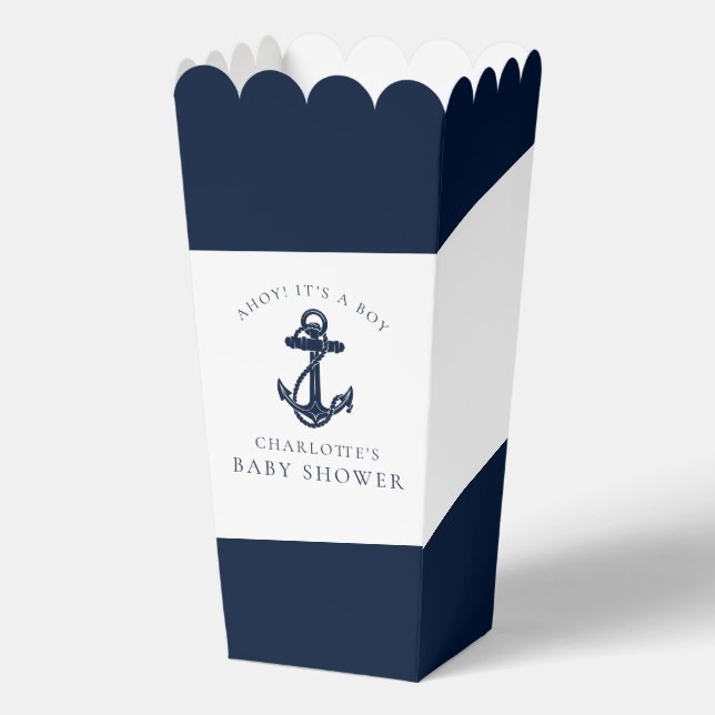 Nautical Anchor Modern Boy Baby Shower Favor Box (Front)