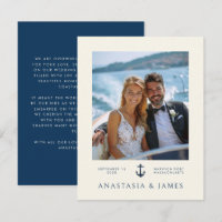Nautical Anchor Modern Navy Blue Photo Wedding