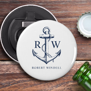 Nautical Anchor Monogram Name Bottle Opener