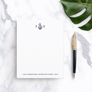 Nautical Anchor Monogram Notepaper