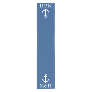 Nautical anchor monogram table runner for wedding