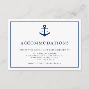 Nautical Anchor Monogram Wedding Accommodations Enclosure Card