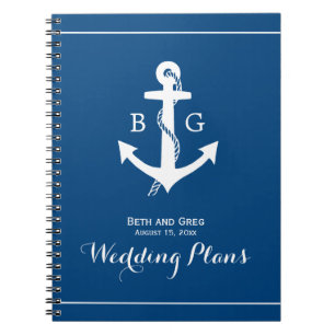 Nautical Anchor Monogram Wedding Planner Notebook