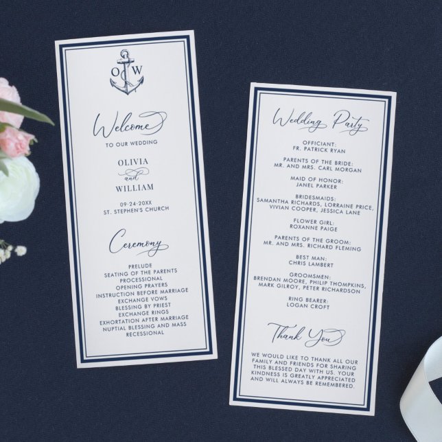 Nautical Anchor Monogram Wedding Program (Creator Uploaded)