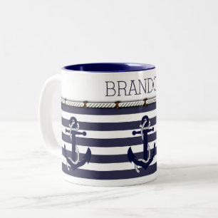 Nautical Anchor Motif Choose Your Colour Custom Two-Tone Coffee Mug