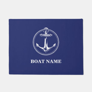 Nautical anchor Name of boat Marine Blue Doormat