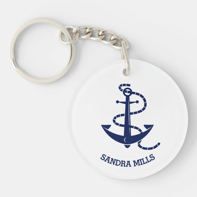 Nautical Anchor Name Personalized Keychain (Front)