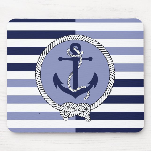 Nautical Anchor/Nautical Seaman's knot/stripes Mouse Pad (Front)