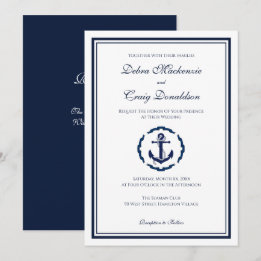Nautical Anchor, Navy and Whtie Wedding Invitation