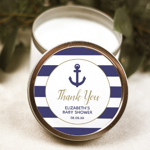 Nautical Anchor Navy Baby Shower Thank You Classic Round Sticker