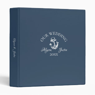 Nautical Anchor Navy Blue and White Wedding Binder