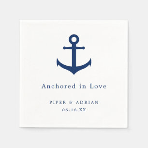 Nautical Anchor Navy Blue and White Wedding Napkin