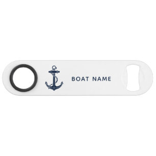 Nautical Anchor Navy Blue Boat Name Custom Bar Key