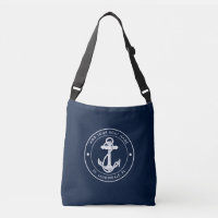 Nautical Anchor Navy Blue Boat Name Custom