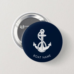 Nautical Anchor Navy Blue Boat Name Custom Swag 2 Inch Round Button