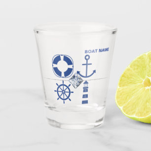 Nautical Anchor Navy Blue Captain Add Name Shot Gl Shot Glass